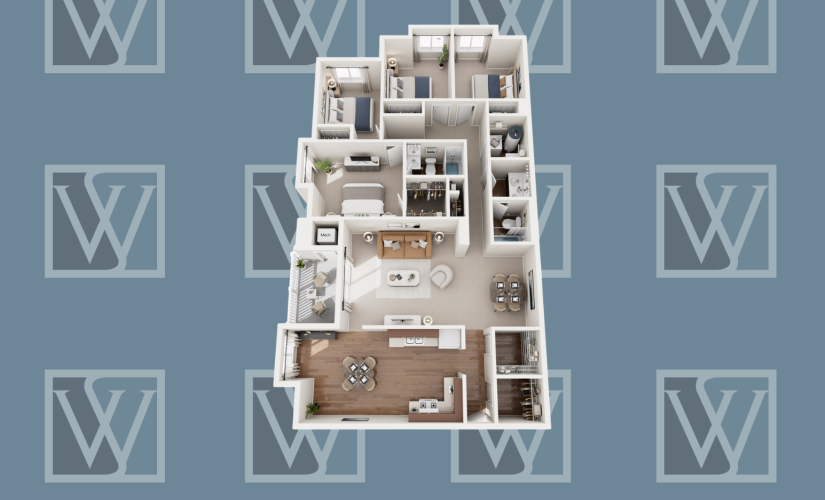 Four bedroom and two bathroom 3D Image