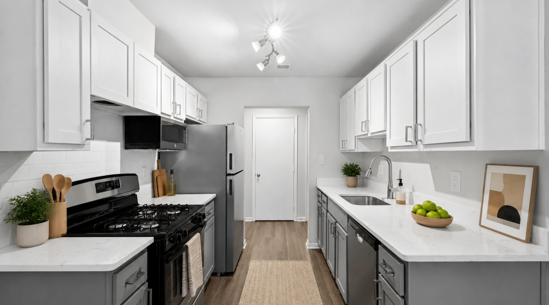 Renovated kitchen with glazed countertops